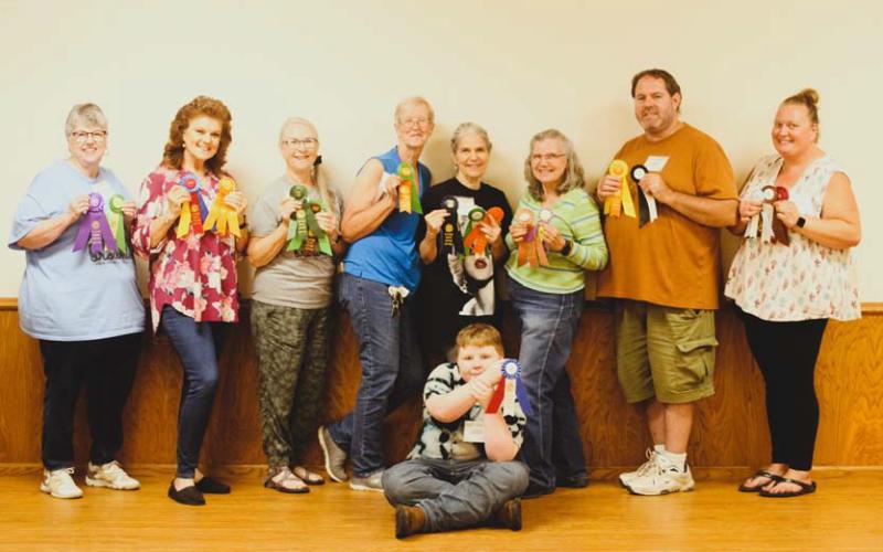 courtesy photo Pictured are winners from the recent Browning Community Garden Club’s annual Flower Show. Standing from left to right are Paula Boales-Pabis, Betty Secrest, Gail Eltgroth, Donna Calloway, Ann Laver, Michelle Potter, Daniel Logue and Anelicia Cheney-Campbell; seated in front is Colin Highley.