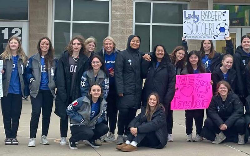 The Lady Badgers visited Taylor Creek Elementary School on Feb. 18 to encourage younger students and inspire the next generation of soccer players. Courtesy photo