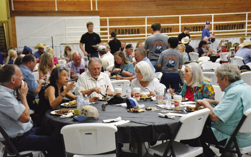 Lampasas County residents showed up to support Lampasas High School CTE students on Saturday at the Lampasas County Livestock Association show barn. The event marked the fourth annual dinner and fundraiser for Creating Badger Builders, a local non-profit dedicated to helping Career and Technical Education students at LHS. HUNTER KING | DISPATCH RECORD