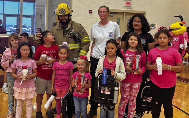Winners from the annual Lometa Volunteer Fire Department poster-making contest were honored at Lometa’s pep rally last Friday.