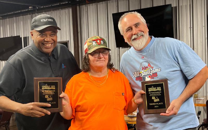 Taking third place in the 42 Tournament were Anthony Williams, at left, and Alan Clute, at right. courtesy photo | holly hines