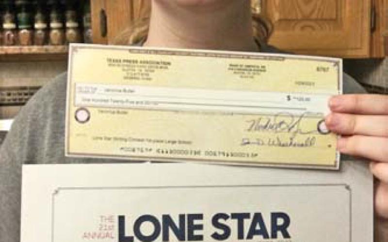 Lampasas High School junior and Dispatch Record intern Roni Butler won the annual Lonestar Writing Contest award. courtesy photo