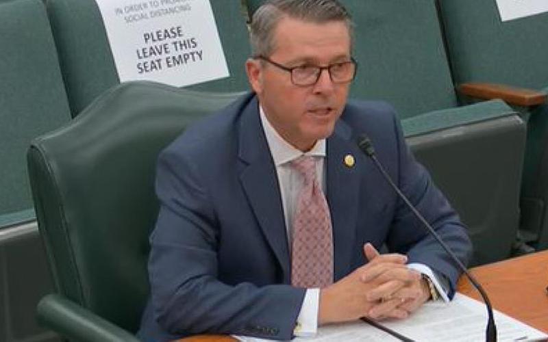 District 54 State Rep. Brad Buckley speaks last week during a Texas House Appropriations Committee hearing about Buckley’s bill to make Lampasas County, the city of Lampasas and other affected entities eligible for reimbursement for revenue lost due to the homestead property tax exemption for 100% disabled veterans. SCREENSHOT FROM TEXAS.HOUSE.GOV