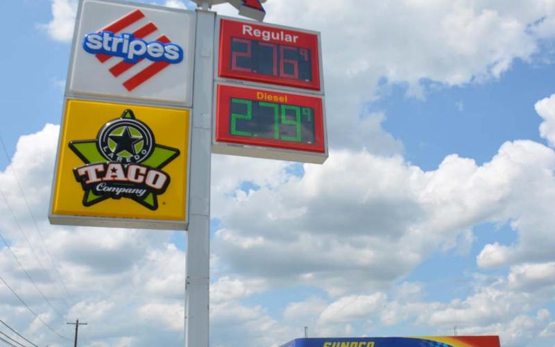As the temperatures have increased this summer, so have the gas prices, like those at the Stripes location in Lampasas. MONIQUE BRAND | DISPATCH RECORD