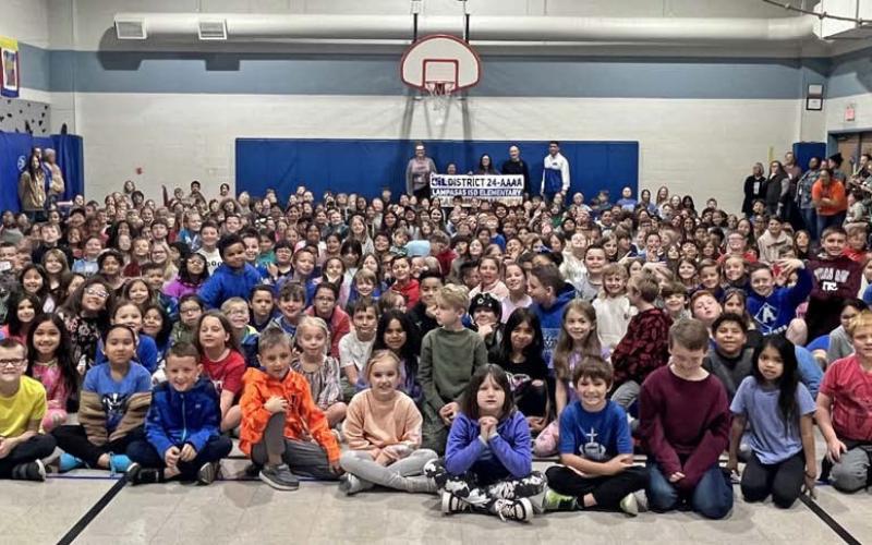 The Hanna Springs Elementary second- through fifth-grade students and their teachers were on hand last week to celebrate the UIL academic win the campus earned recently. courtesy photo