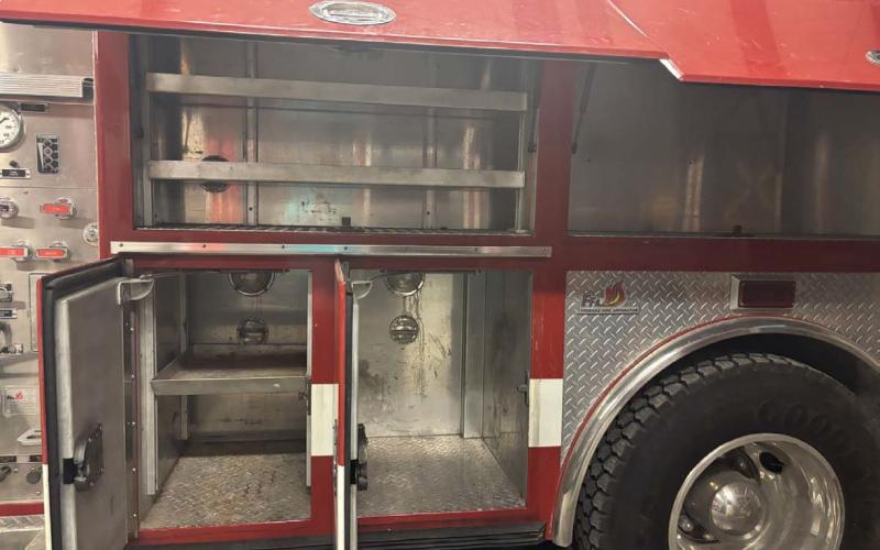 Mayor Derek Talley led Lometa City Council members on a visit to the nearby fire station Monday night, where he showed them that equipment had been removed from the response trucks. Talley said that with the exception of grass fire emergencies, all medical and fire calls within the Lometa city limits are going unanswered by the volunteer fire department. COURTESY PHOTO