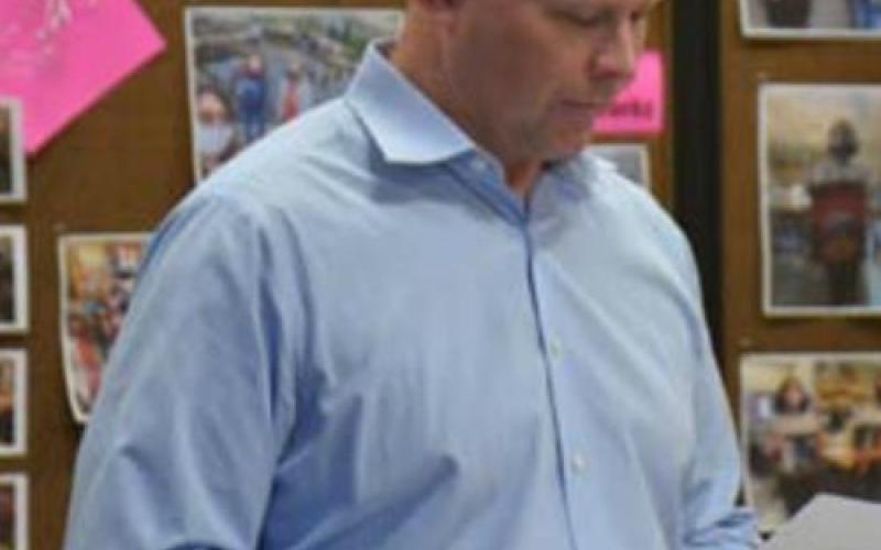New Lampasas Independent School District Board of Trustees member Rob Borchardt took the oath of office Monday. MONIQUE BRAND | DISPATCH RECORD