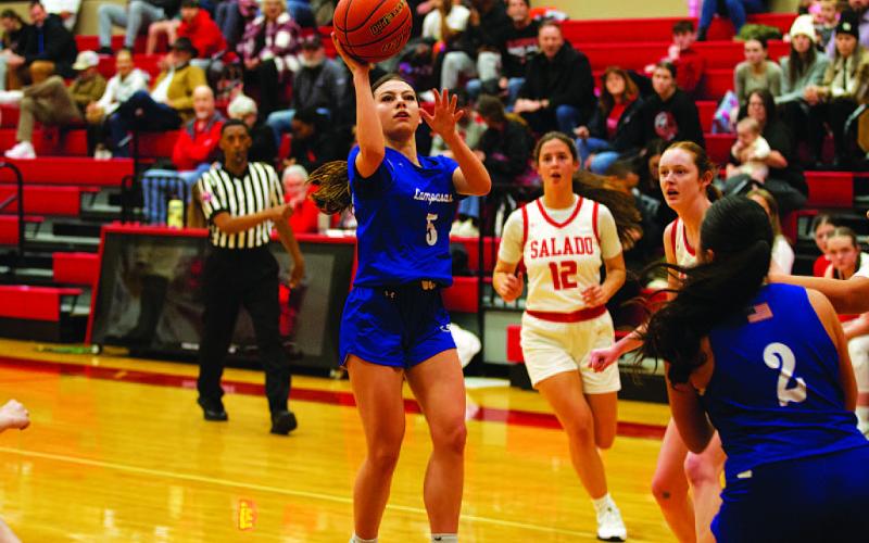 Chloe Thorp shoots a floater for two of her 11 points against Salado on Tuesday. HUNTER KING | DISPATCH RECORD