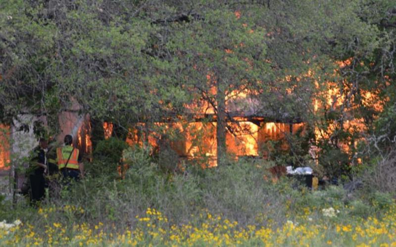 A fire Wednesday about 12:30 p.m. destroyed a residence off FM 2657, near FM 3046. MONIQUE BRAND | DISPATCH RECORD