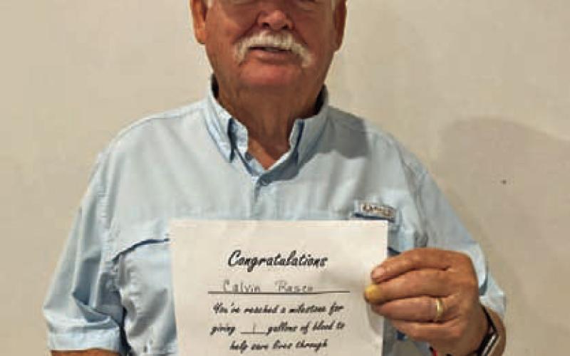 Calvin Rascoe reached the one-gallon donation level at the most recent Lampasas blood drive. WANDA LANG | COURTESY PHOTO