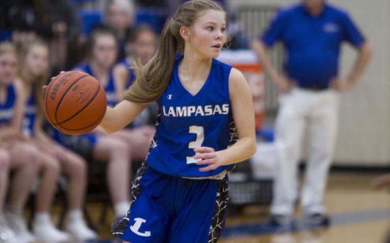 Addison Borchardt dribbles while looking for a teammate to pass the ball to during the Lady Badgers’ scrimmage last week against Copperas Cove. HUNTER KING | DISPATCH RECORD