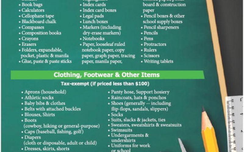 Sales tax holiday set for Aug. 9-11