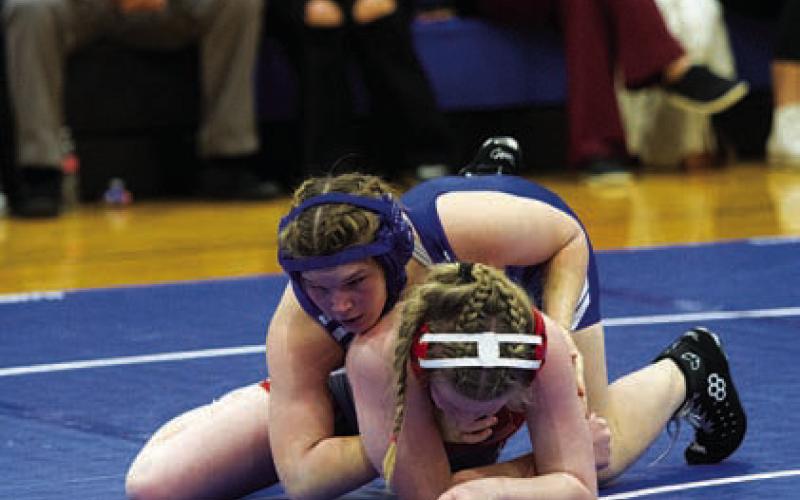 Taylor Martell wrestles in a home meet. FILE PHOTO