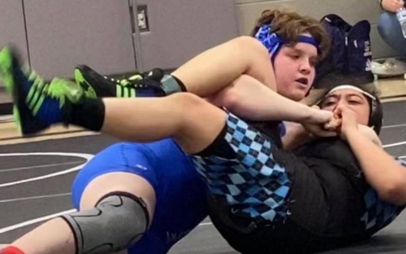Brooklyn Dressell won both of her matches in the College Station quad-meet. LAURA MARTELL | COURTESY PHOTO