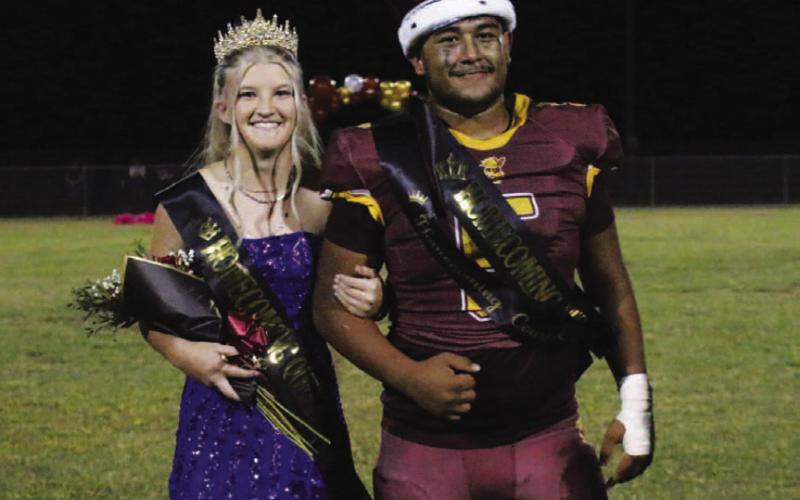 Teagan Schmidt and Emmanuel Prado were named the 2025 Lometa Homecoming Queen and King during Friday’s festivities. MASON HINES | DISPATCH RECORD