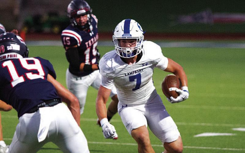 Jett Walker will look to continue his efficient rushing season in district play against Burnet tonight. HUNTER KING | DISPATCH RECORD