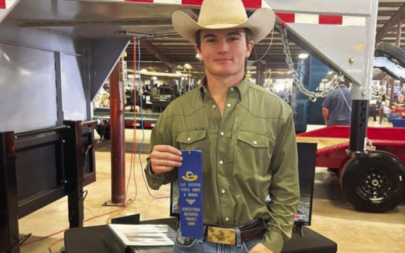 Tate Langford exhibited the champion trailer in the the San Antonio Livestock Show, the largest ag mechanics show in the state. COURTESY PHOTO