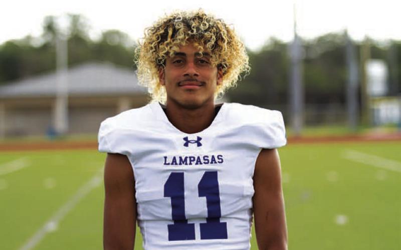 Name: Jaden McElwain Class: Senior Sport: Football, Soccer and Track Favorite Teacher or Coach: Mr. Tatum Favorite Place in Lampasas: Whataburger One Person You Look Up To: My dad Main Goal This Season: First in district