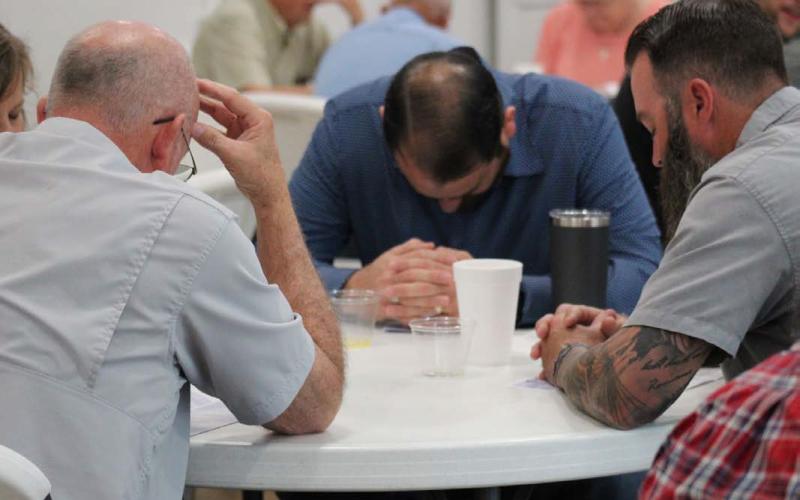 JOYCESARAH MCCABE | DISPATCH RECORD This year’s local gathering for the National Day of Prayer was held at Lampasas Community Church. Christians gathered to pray for civic, state and national leaders as well as for family unity and safety for our schools, first responders and community.