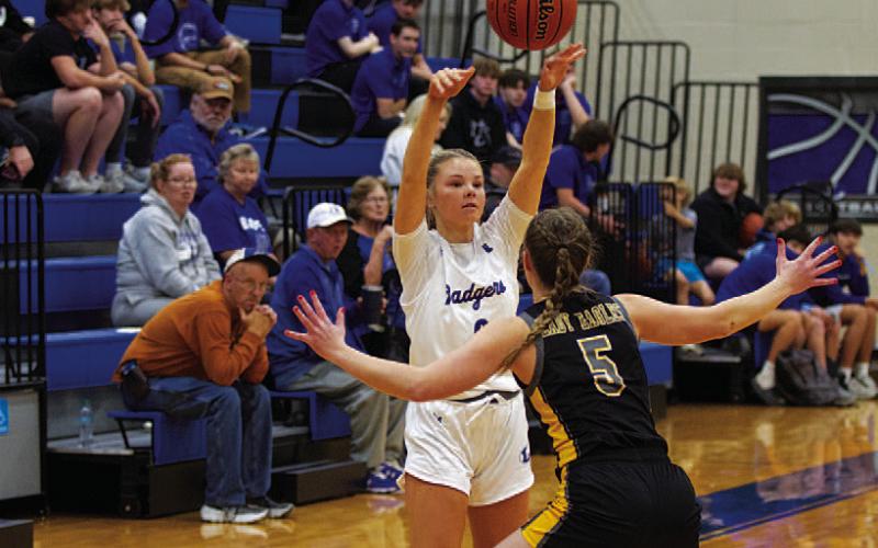 Addison Borchardt was her team’s leading scorer against Goldthwaite. HUNTER KING | DISPATCH RECORD