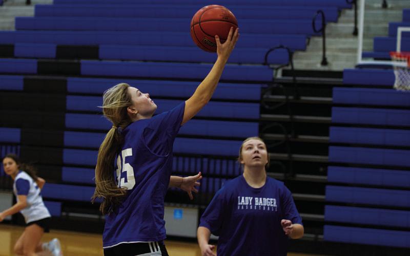 HUNTER KING | DISPATCH RECORD Addison Borchardt scored double-digit points in both of the Lady Badgers’ scrimmages.