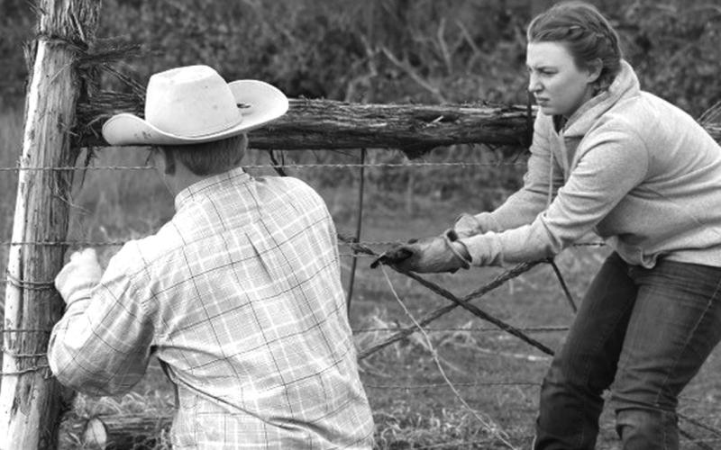 Joycesarah mccabe | dispatch record This young couple, Dylan and J’Lee Perryman, string a new barbed-wire fence. Ranching as a business is a full-time job that often requires every member of the family pitch in to help.