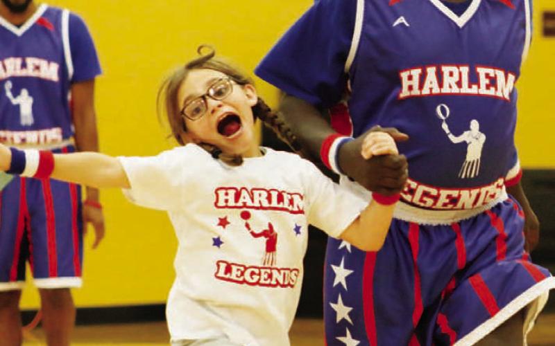 Lometa fifth-grader Kyla Kepler (white shirt) was excited to be a part of the show with Legend Michael Douglas. MASON HINES | DISPATCH RECORD