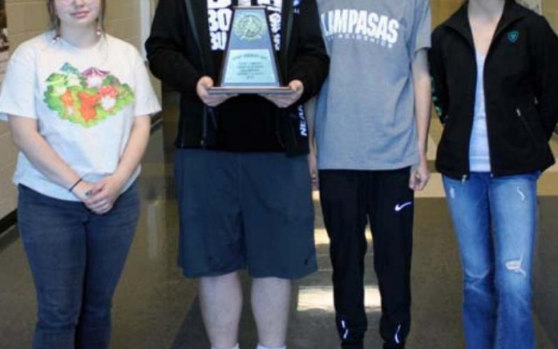 Taking the district championship in Current Events were team members, from left, Lulu Lopez; Michael Neary, who was the first-place individual; DJ Rounds, the fourth-place individual; and Phoebe Rounds. VICTORIA BUTLER | DISPATCH RECORD