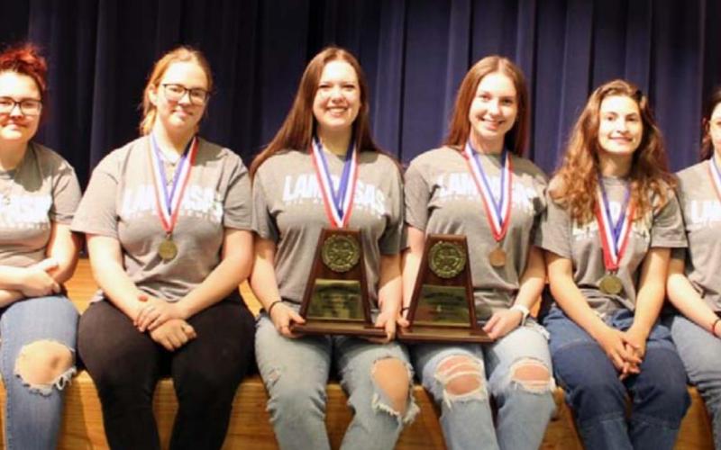 The Journalism team earned first place overall and will advance to regionals. Students are, from left, Loreily Mejia, Kilana Baird, Veronica Butler, Lydia Breuer, Brooke Miller, Amelia Stanley, Jayden Arzola and Katie Johnson. LEXI MORELAND | BADGER TRACKS STAFF