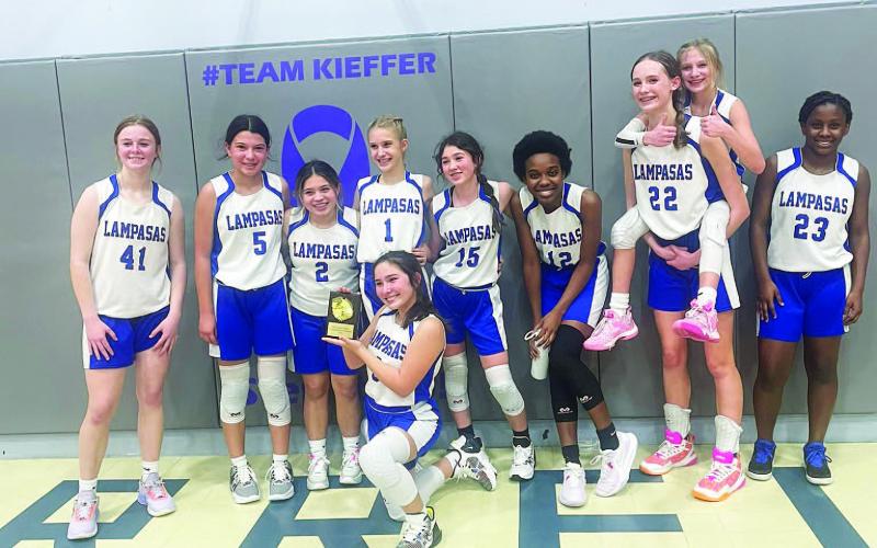 The seventh-grade “A” team girls were the undefeated district champions this season. COURTESY PHOTO | LAMPASAS GIRLS BASKETBALL TWITTER