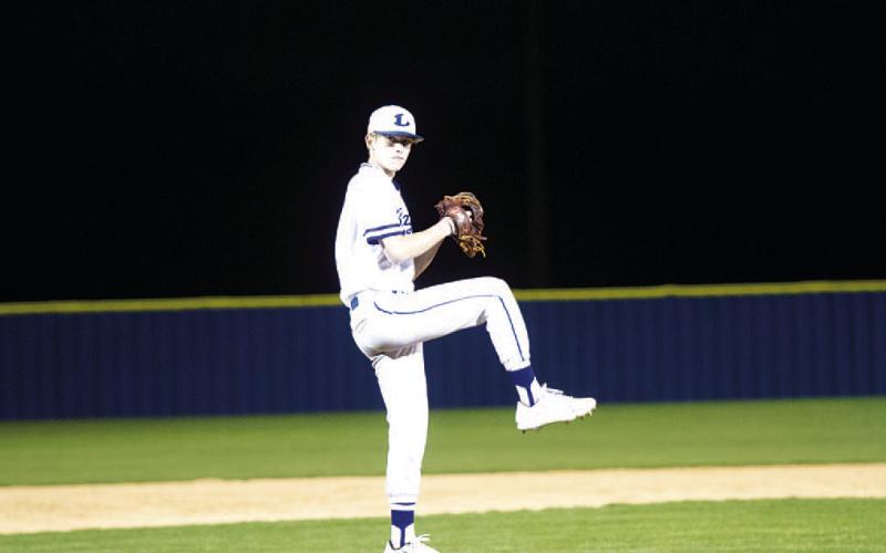 Jonas Andersen pitched four shutout innings in Tuesday’s game against Lago Vista. HUNTER KING | DISPATCH RECORD