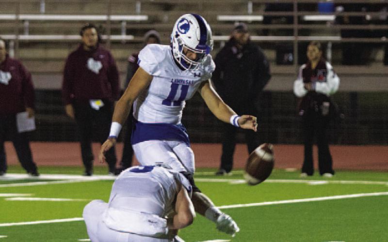 Landon Richardson kicked a 35-yard field goal in the first round of the playoffs. HUNTER KING | DISPATCH RECORD