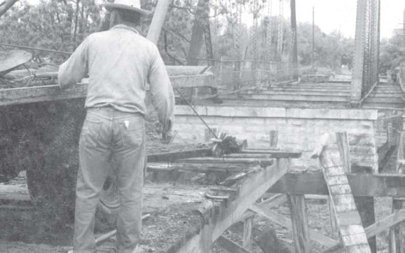 This photo was taken during the last days of the Chestnut Street bridge. It was closed to traffic in 1952. file photo | lampasas dispatch record
