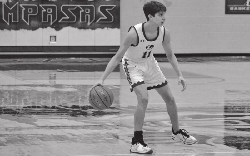 Lampasas head coach Aaron Nuckles commended junior guard Luke Shivers for his “bigtime” game play Tuesday night. FILE PHOTO
