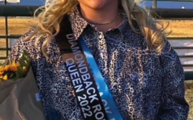 Britni Roberts was crowned the 2022 Miss Diamondback Jubilee Rodeo Queen. She is the 17-year-old daughter of Britton and Keri Roberts of Goldthwaite. In addition to a belt buckle, bouquet and sash, she will receive a $2,000 scholarship. courtesy photo