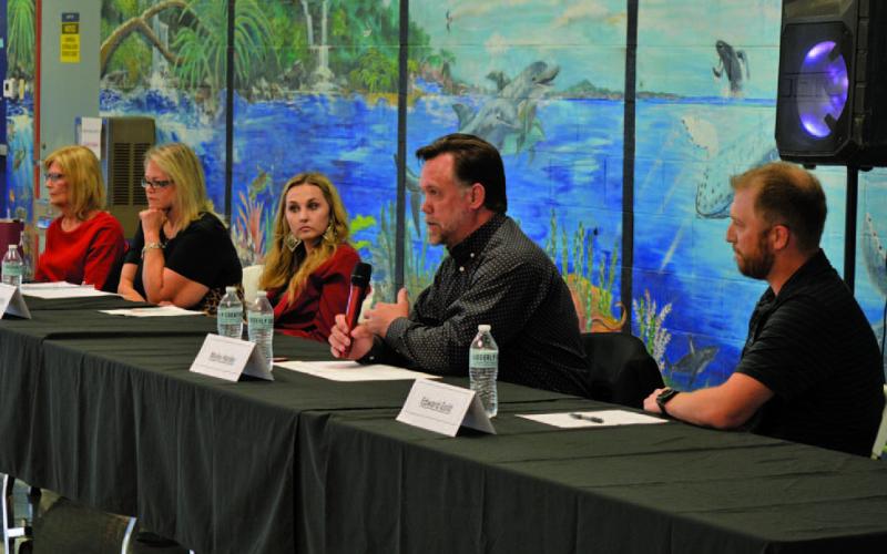 Forum participants were council candidates, from left, Dorothy Person, Danielle Tucker Shepard, Alexis Thompson, Myles Haider and Edward Gold. ERICK MITCHELL | DISPATCH RECORD
