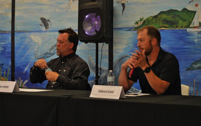 ERICK MITCHELL | DISPATCH RECORD City Councilman Myles Haider, at left, is being challenged in the May 3 municipal election by Edward Gold.