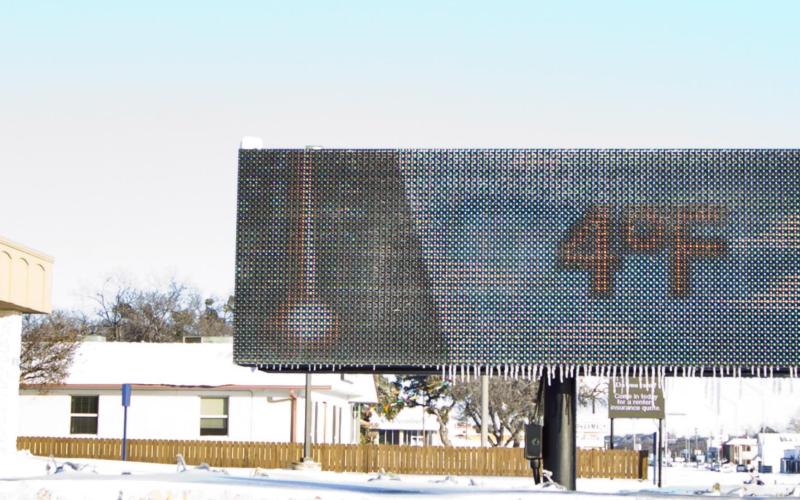 The temperature registered 4 degrees on Feb. 15 at the First Texas Bank building on Key Avenue. An arctic storm enveloped Texas in bitter-cold conditions, and Lampasas County endured 10 days of subfreezing temperatures. FILE PHOTO