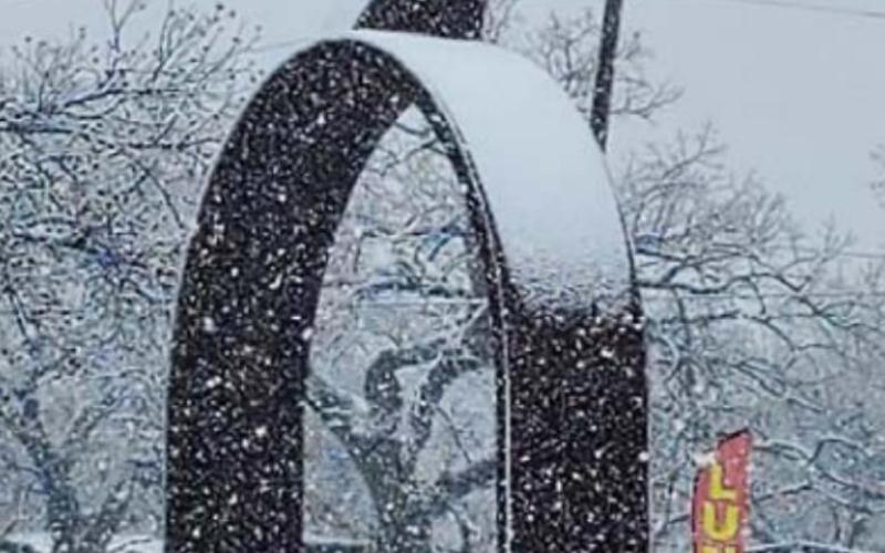 The Big Spur that greets travelers along U.S. Highway 281 South is sprinkled with snow. Lampasas County received a rare “threepeat” in 2021, as snow was recorded on New Year’s Eve/New Year’s Day and again on Jan. 10 and Feb. 14. LEAH CARUTHERS | COURTESY PHOTO
