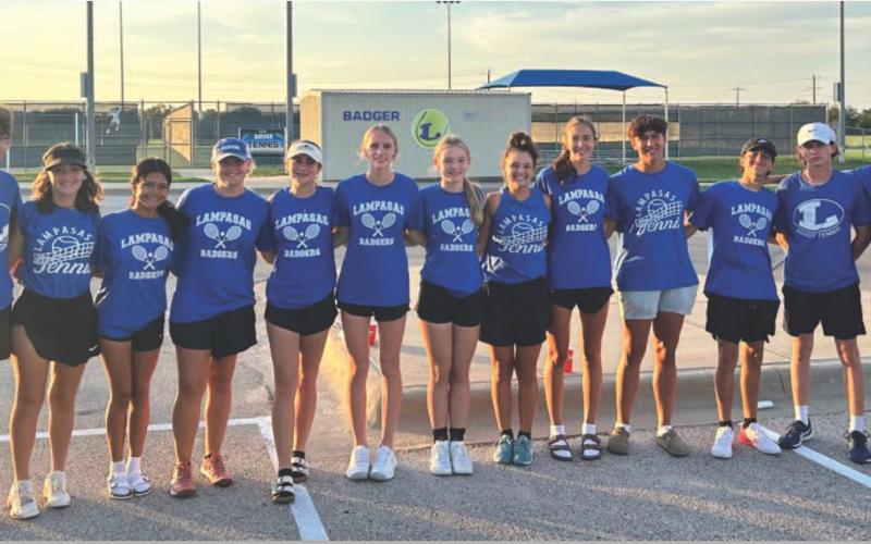 COURTESY PHOTO | KENNETH PEISER The Lampasas tennis team poses for a photo after their victory over Copperas Cove.