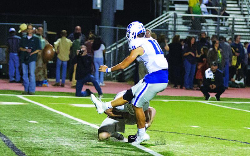 Landon Richardson has been nearly perfect on his extra-point attempts this season. HUNTER KING | DISPATCH RECORD