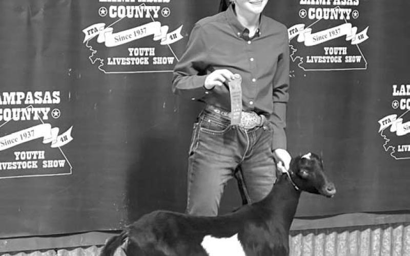 Gabby Lewellen was a first-time dairy goat exhibitor at the 2025 Lampasas County Youth Livestock Show. COURTESY PHOTO
