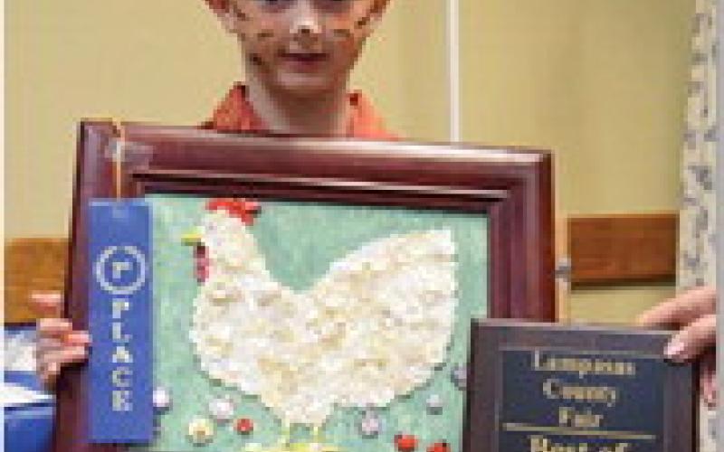 Braxton Swinford won junior champion in crafts with a button chicken. ALEXANDRIA RANDOLPH | DISPATCH RECORD