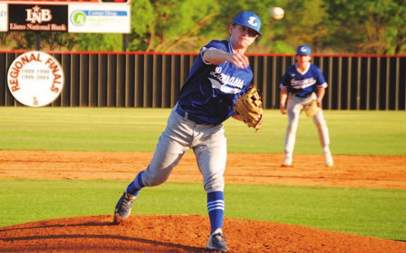 Carson Bekker releases a pitch during his start against the Llano Yellowjackets on Tuesday night. HUNTER KING | DISPATCH RECORD