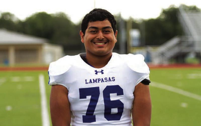 Name: Patricio Barrientos Class: Senior Sport: Football Favorite Teacher or Coach: Coach White Favorite Place in Lampasas: Home One Person You Look Up To: My dad Main Goal This Season: Help my team win