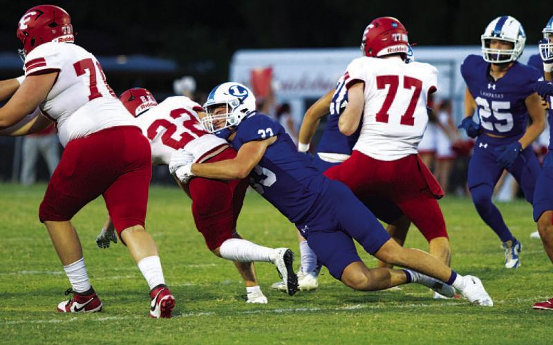 Levi Ferguson led the Lampasas defense in tackles and sacks last week. HUNTER KING | DISPATCH RECORD