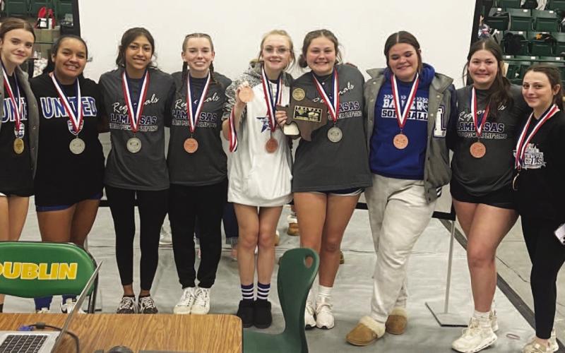 COURTESY PHOTO | LAMPASAS ATHLETICS All these girls received medals at the regional powerlifting meet in Dublin last week.