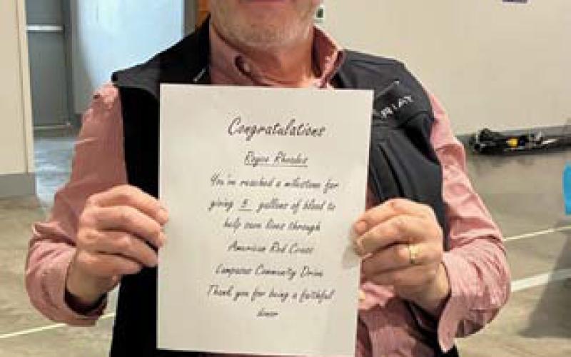 Royce Rhoades has donated five gallons in local blood drive efforts. COURTESY PHOTO