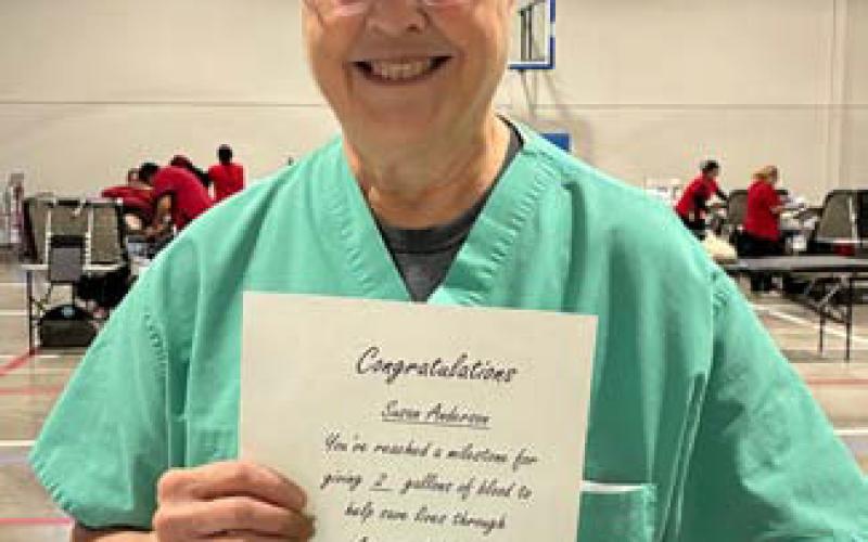 Susan Anderson reached the twogallon mark of blood donated. COURTESY PHOTO