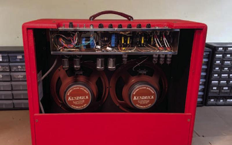 This photo offers an inside look at one of Gerald Weber’s handcrafted Kendrick Amplifiers. ERICK MITCHELL | DISPATCH RECORD